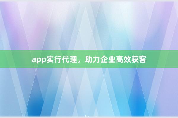 app实行代理，助力企业高效获客